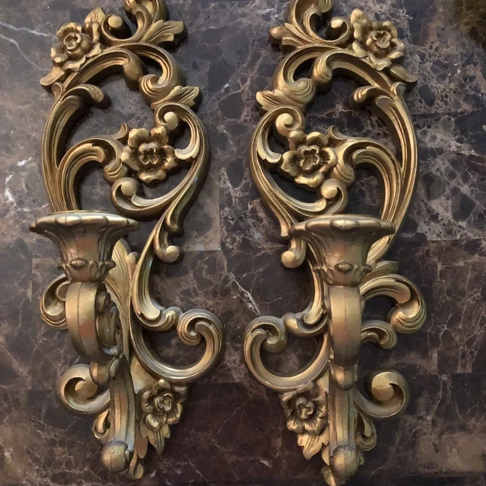 Wall candleholders sconces gold ornate wall candelabra set of 2